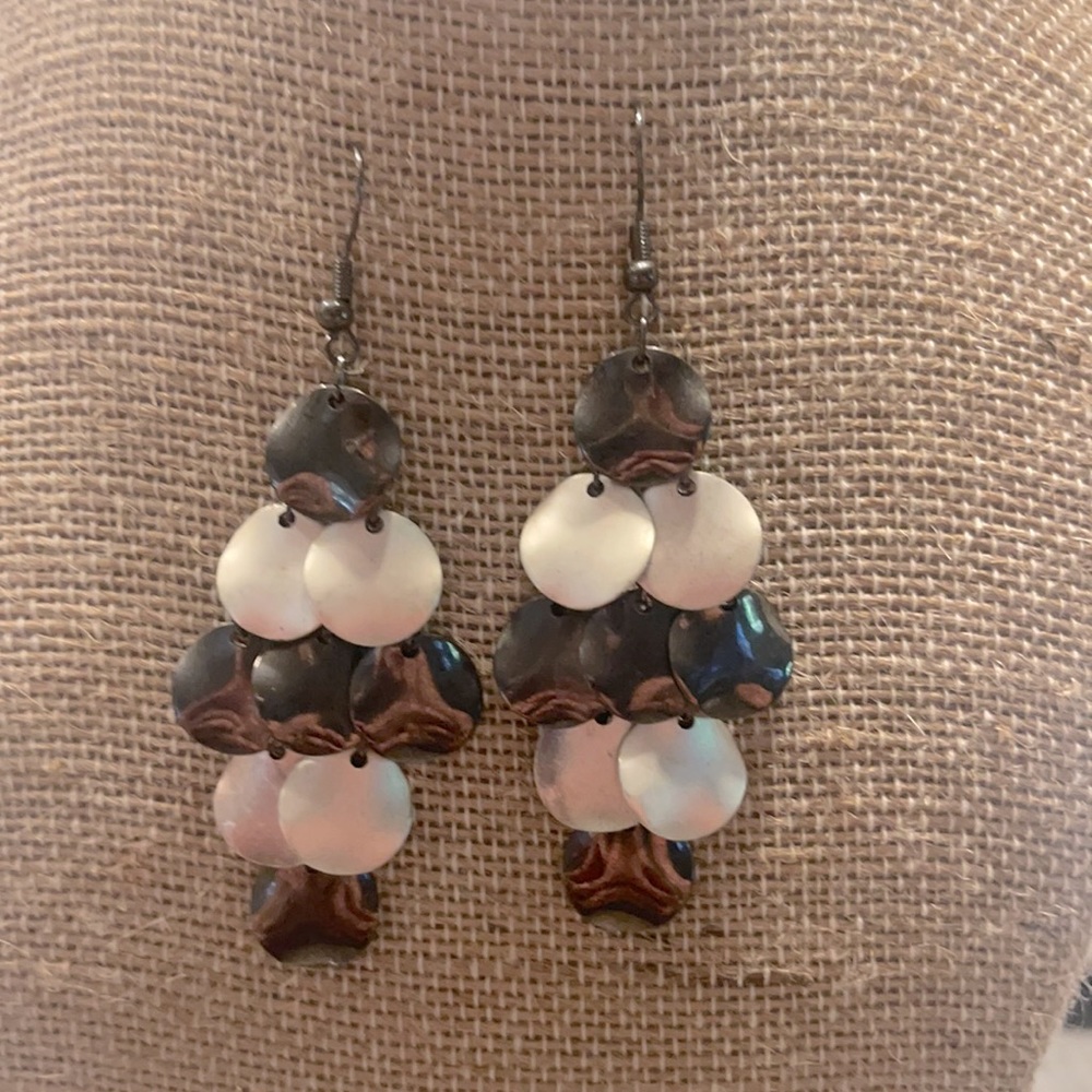 Black and silver drop earrings